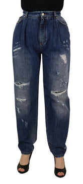 Dolce & Gabbana Blue Washed High Waist Loose Fit Pants -   -  Dolce & Gabbana.